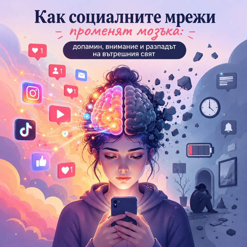 Как социалните мрежи променят мозъка: допамин, внимание и разпадът на вътрешния свят Kak Socialnite Mreji Promenqt Mozyka Dopamin Vnimanie I Razpadyt Na Vytreshniq Svqt 1