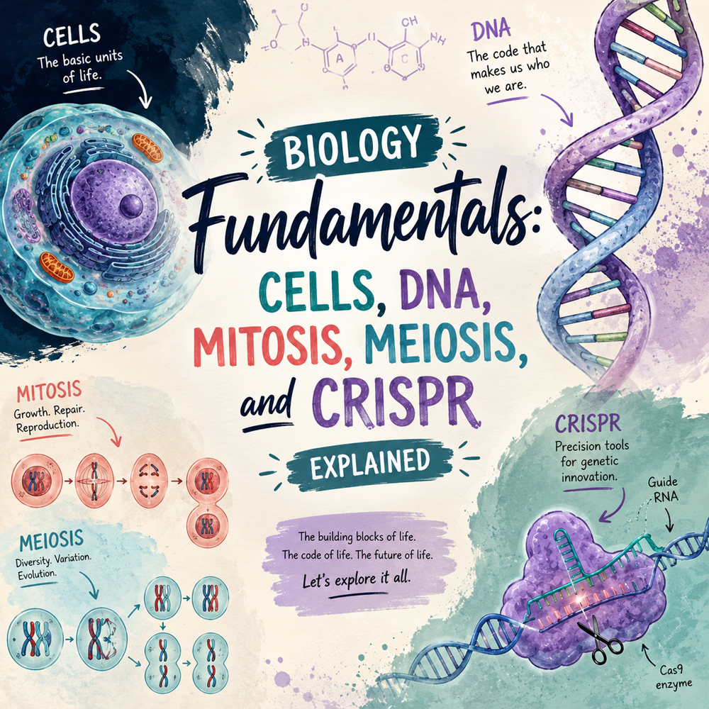 Biology Fundamentals: Cells, DNA, Mitosis, Meiosis, and CRISPR Explained biology fundamentals cells dna mitosis meiosis and crispr explained